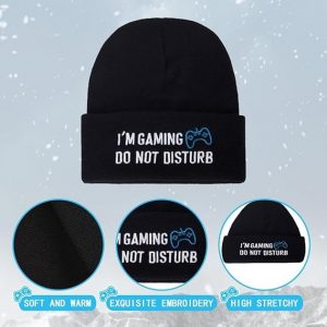 Funny “Do Not Disturb I’m Gaming” Socks & Beanie Gift Set – Gaming Christmas Stocking Stuffers for Gamers (Men, Teens, Adults)
