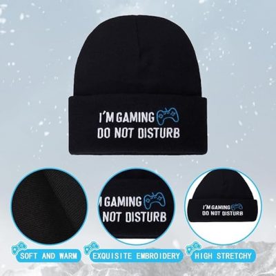 Funny “Do Not Disturb I’m Gaming” Socks & Beanie Gift Set – Gaming Christmas Stocking Stuffers for Gamers (Men, Teens, Adults)