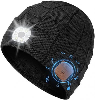 Wireless Music Beanie Hat with Built-In Bluetooth® Speakers & LED Light – Warm Winter Audio Beanie for Men & Women